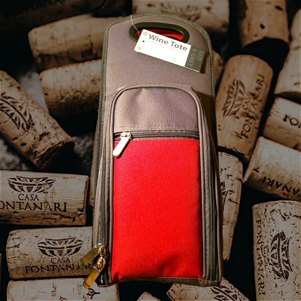 New Imperial Home 7 Pieces Red/Gray Insulated 2 Bottles Capacity Wine Tote